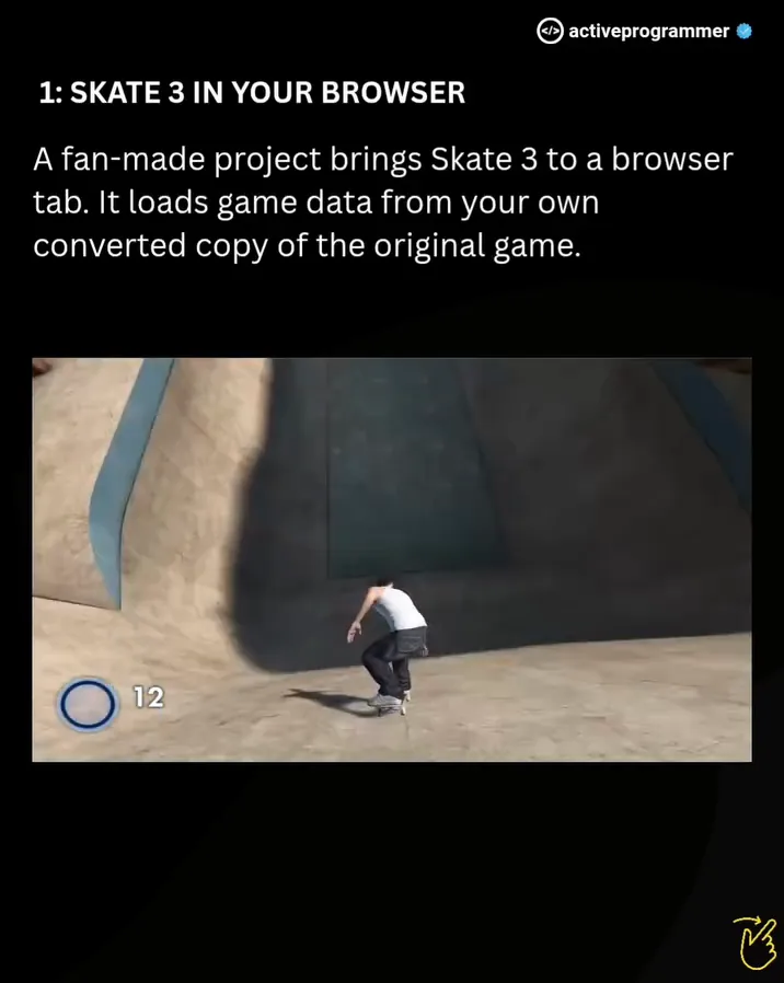 Capa editorial do vídeo de Skate 3 experimental no navegador